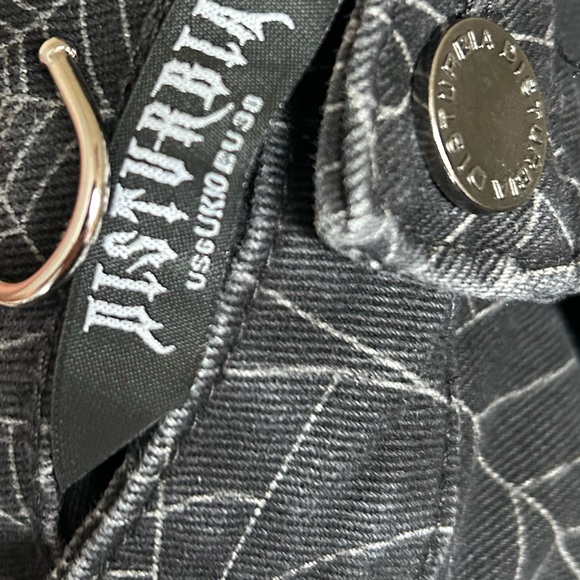 Disturbia Black Jeans Spider Web Design Size 6 Goth Tarantism - Picture 6 of 11